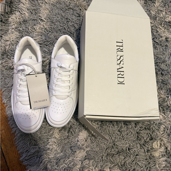 Trussardi Shoes - Trussardi White Leather Sneakers